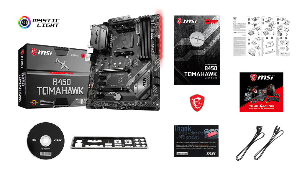 MSI B450 TOMAHAWK box content