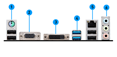 MSI H310M PRO-VD back panel ports