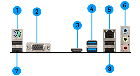 MSI H310M PRO-VH back panel ports