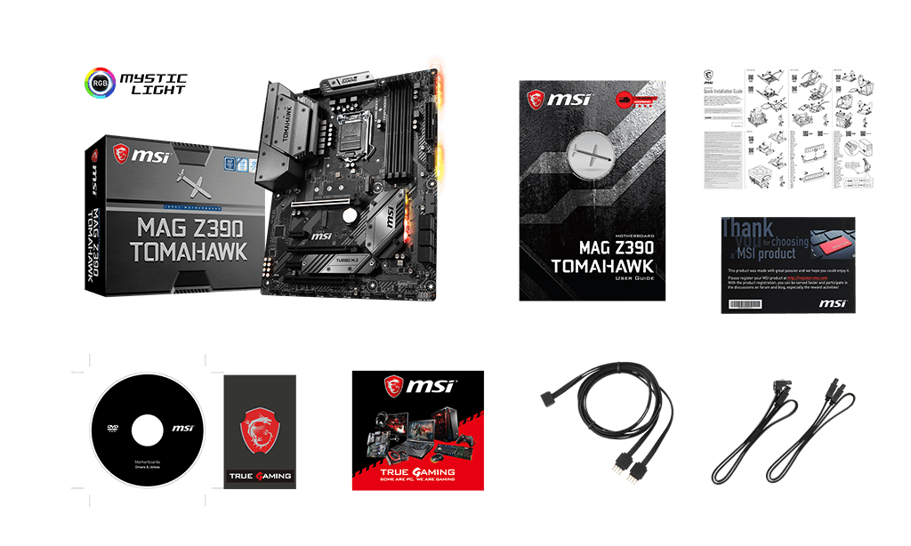 MSI z390 TOMAHAWK box content